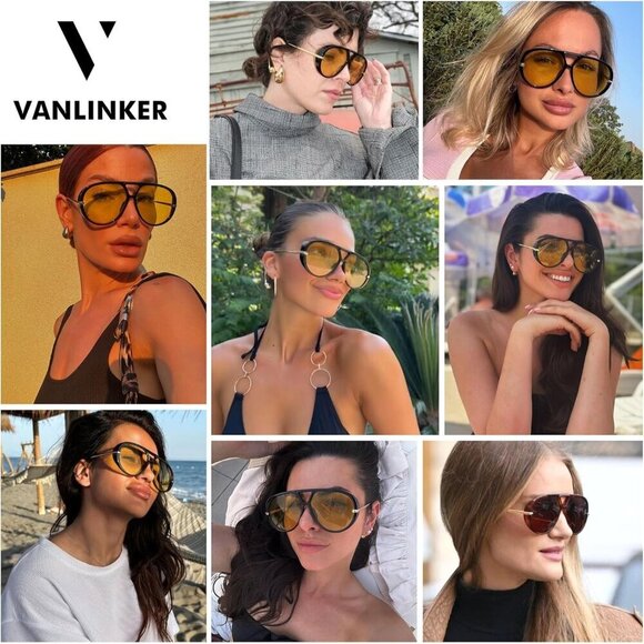 Oversized Polarized Aviator Sunglasses Women Men Retro Round Shields UV400 main image 4